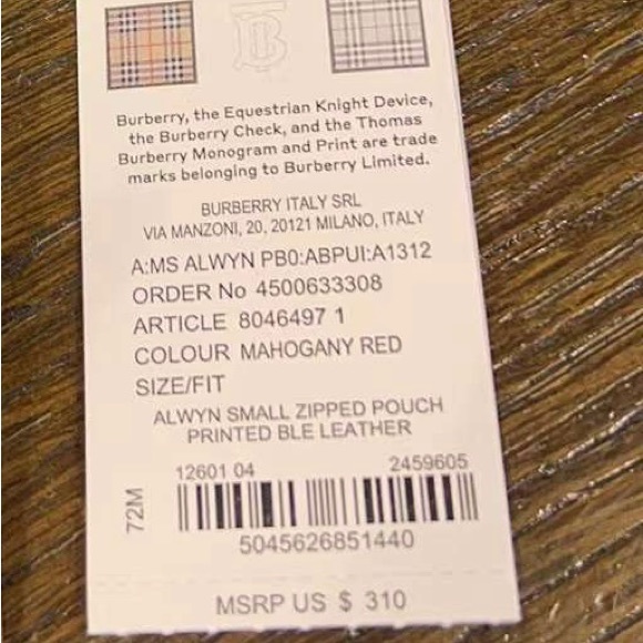 Authentic unsex Burberry small cardcase zipped pouch $310+ tax - Picture 3 of 3